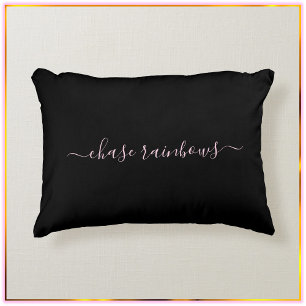 Modern Minimalist Pink & Black CHASE RAINBOWS Decorative Cushion