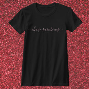 Modern Minimalist Pink & Black CHASE RAINBOWS T-Shirt