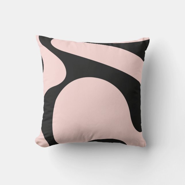 Modern Minimalist Pink Black Colour Block Abstract Cushion (Front)