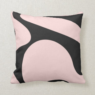 Modern Minimalist Pink Black Colour Block Abstract Cushion