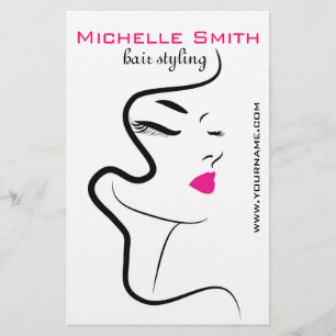 Modern Minimalist Pink Black Hair Beauty Salon Flyer