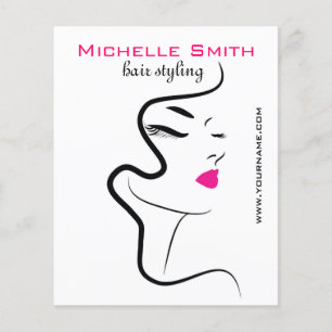 Modern Minimalist Pink Black Hair Beauty Salon Flyer