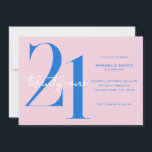 Modern Minimalist Pink Blue 21st Birthday Invitation<br><div class="desc">Modern minimalist 21st birthday invitation featuring simple design with chic typography and elegant script.</div>