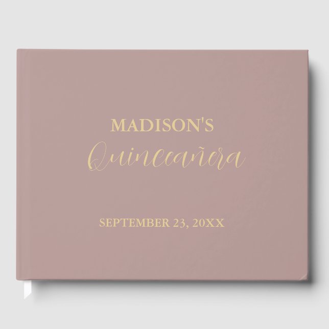 Modern  Minimalist Pink Blush quinceañera Guest Book (Front)
