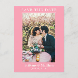 Modern Minimalist Pink Blush Save the Date Postcard