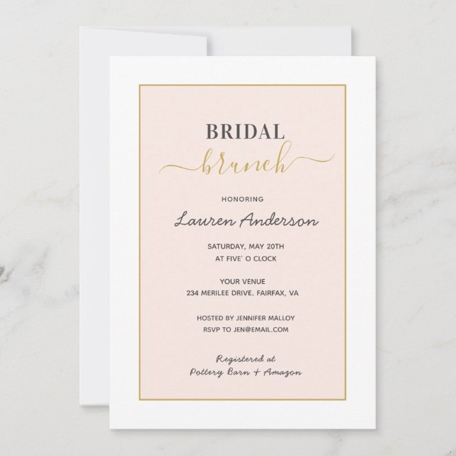 Modern Minimalist Pink Bridal shower Announcement (Front)