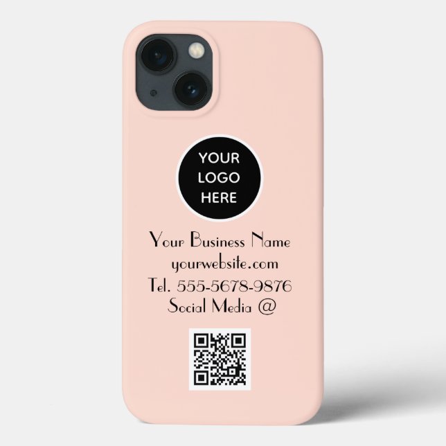 Modern Minimalist Pink Custom logo QR Code Case-Mate iPhone Case (Back)