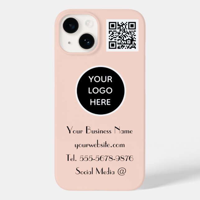 Modern Minimalist Pink Custom logo QR Code Case-Mate iPhone Case (Back)