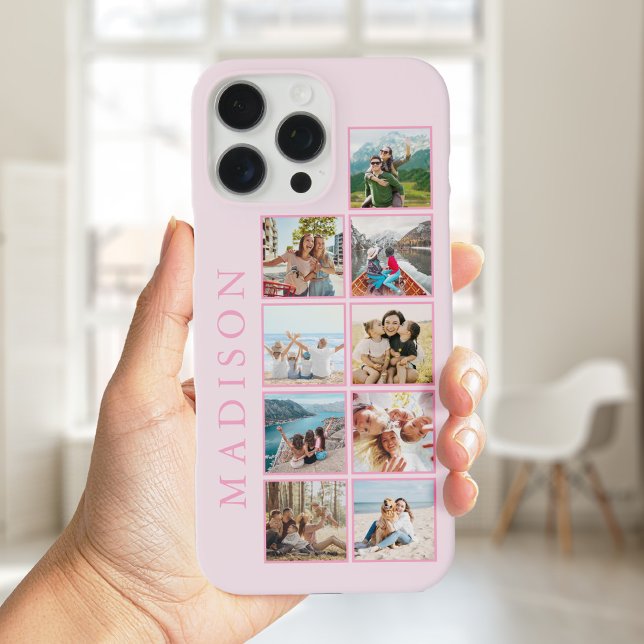 Modern Minimalist Pink Custom Photo Monogram Case-Mate iPhone Case (Creator Uploaded)