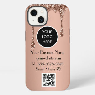 Modern Minimalist Pink Drip Custom logo QR Code iPhone 13 Case