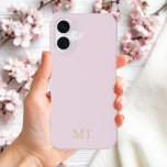 Modern Minimalist Pink Gold Initial Monogram iPhone 16 Case<br><div class="desc">Minimalist Modern Initial Monogram Phone Case. Create your own personalised iPhone Case with custom initial name in pink and gold colour.</div>