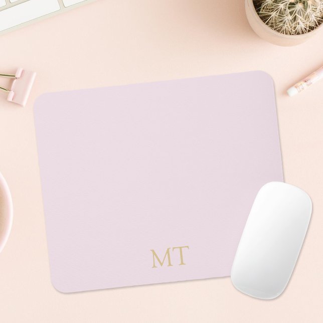 Modern Minimalist Pink Gold Initial Monogram Mouse Mat (Creator Uploaded)