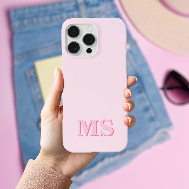 Modern Minimalist Pink Initial Monogram iPhone 16 Case (Creator Uploaded)