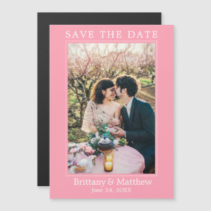 Modern Minimalist Pink Magnetic Save the Date