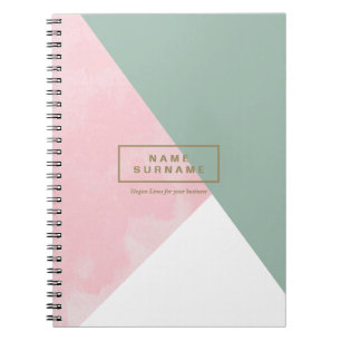 Modern Minimalist Pink & Olive Spiral Photo Notebook