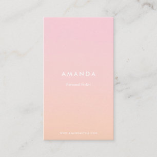 Modern minimalist pink orange gradient cute ombre business card