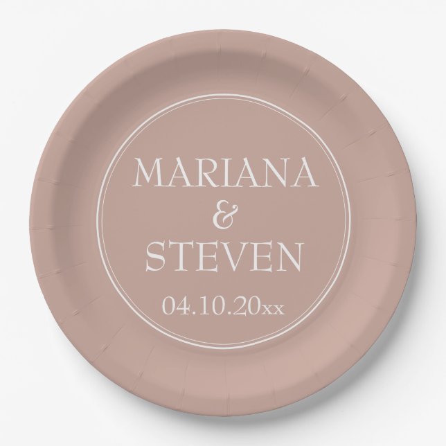 Modern Minimalist Pink Paper Plate (Front)