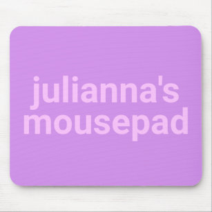 Modern Minimalist Pink Purple Name and Label Mouse Mat