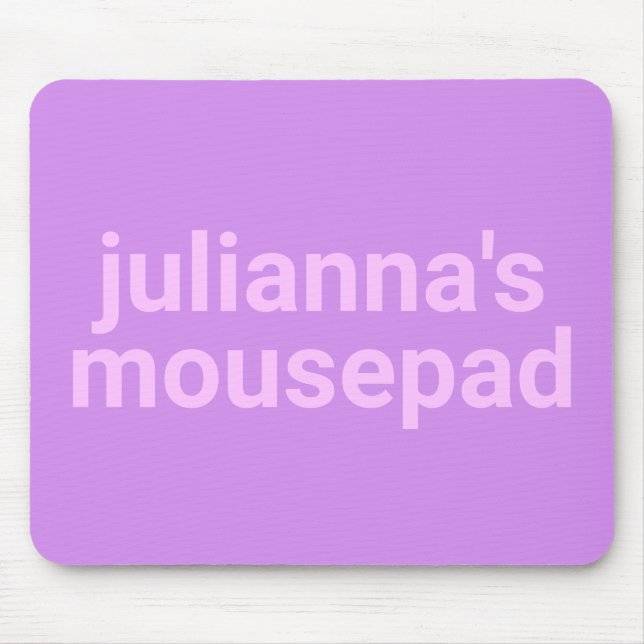 Modern Minimalist Pink Purple Name and Label Mouse Mat (Front)