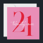 Modern Minimalist Pink Red 21st Birthday Invitation<br><div class="desc">Modern minimalist square 21st birthday invitation featuring simple design with chic typography and elegant script.</div>