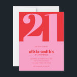 Modern Minimalist Pink Red 21st Birthday Postcard<br><div class="desc">Modern minimalist 21st birthday invitation postcard featuring simple design with elegant chic typography in pink and red colour.</div>