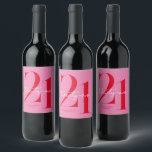 Modern Minimalist Pink Red 21st Birthday Wine Label<br><div class="desc">Modern minimalist 21st birthday labels featuring simple design with chic typography and elegant script.</div>