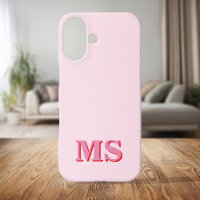 Modern Minimalist Pink Red Initial Monogram