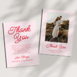 Modern Minimalist Pink Red Picture Wedding Thank You Card<br><div class="desc">This is a Modern Minimal Minimalist Pink and Red Custom Picture Photo Wedding Thank You Card!</div>