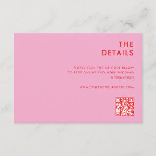 Modern Minimalist Pink Red Wedding Enclosure Card