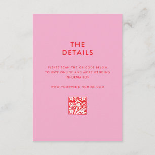 Modern Minimalist Pink Red Wedding Enclosure Card