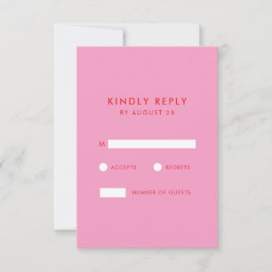 Modern Minimalist Pink Red Wedding RSVP Card