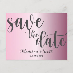 Modern minimalist Pink Save the Date Announcement Postcard