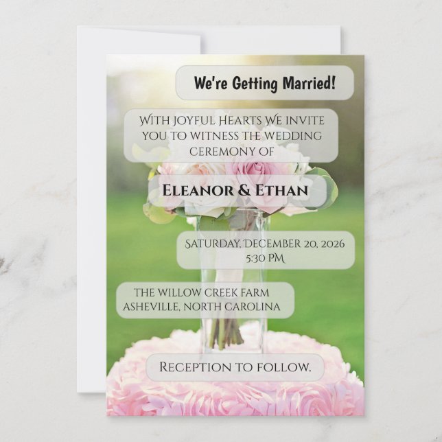 Modern Minimalist Pink Tulip & White Lilac Floral  Invitation (Front)