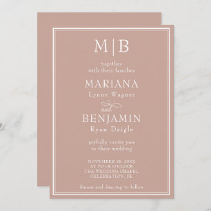Modern Minimalist Pink Wedding Invitation