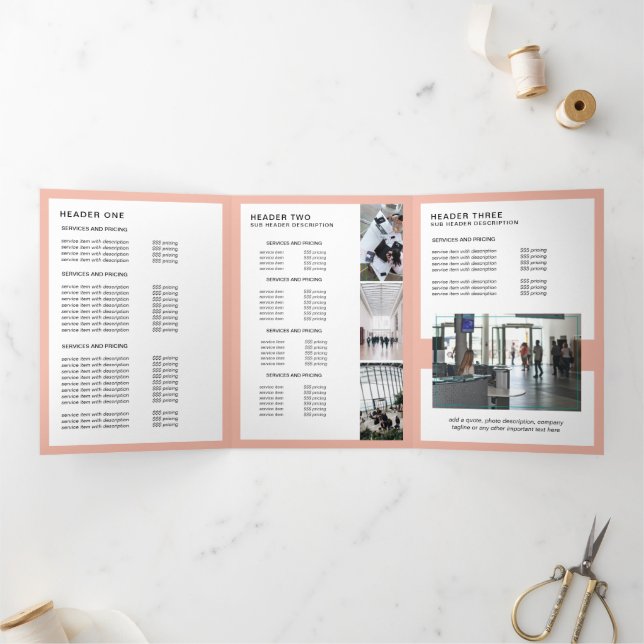 Modern Minimalist Pink & White Price Brochure   (Inside)