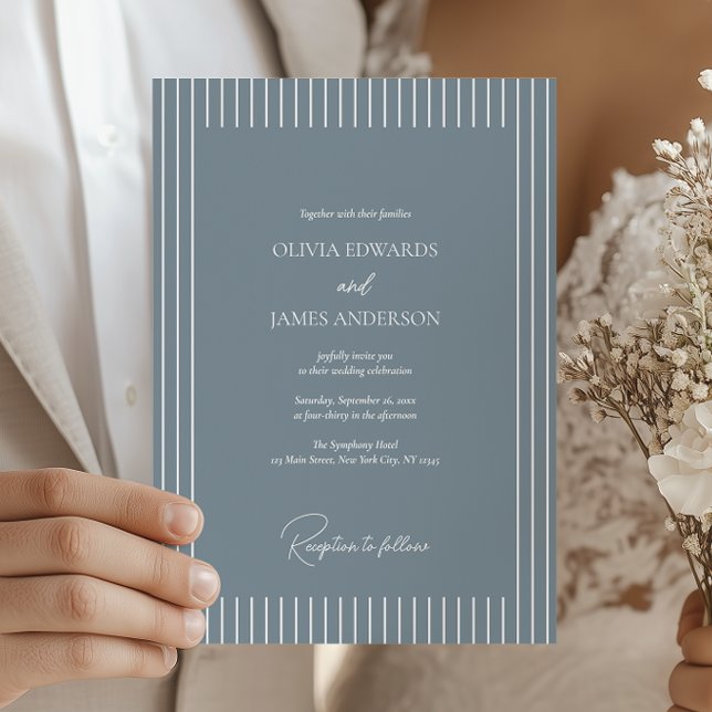 Modern Minimalist Pinstripe Wedding Invitation (Creator Uploaded)