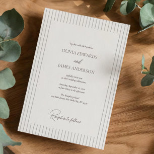 Modern Minimalist Pinstripe Wedding Invitation