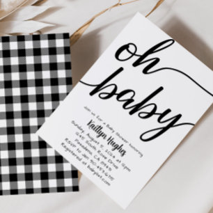 Modern Minimalist Plaid Baby Shower Invitation
