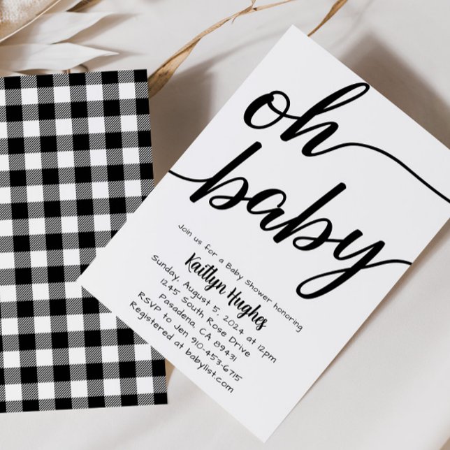 Modern Minimalist Plaid Baby Shower Invitation (Creator Uploaded)