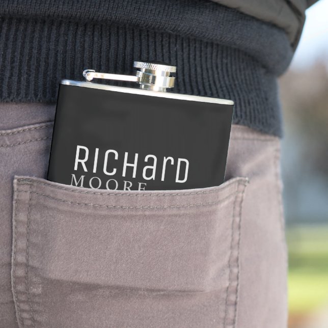 modern minimalist plain black white hip flask (In Situ)
