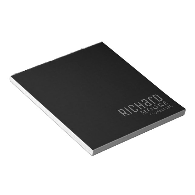 modern minimalist plain black white name notepad (Angled)