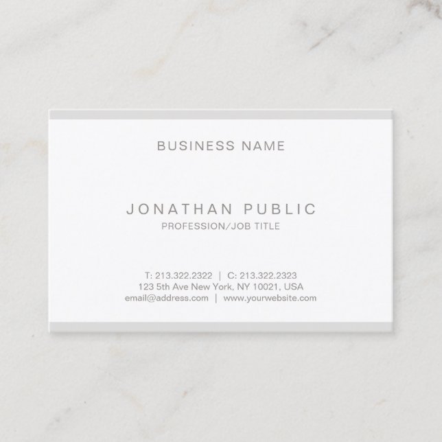 Modern Minimalist Plain Clean Luxe Fashionable Business Card (Front)
