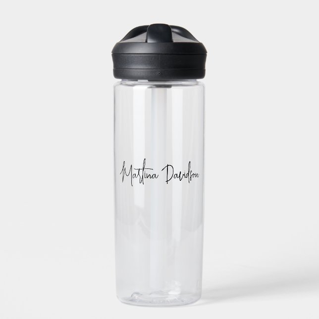 Modern Minimalist Plain Creative Calligraphy Water Bottle (Front)