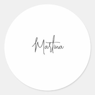 Modern Minimalist Plain Creative Calligraphy White Classic Round Sticker