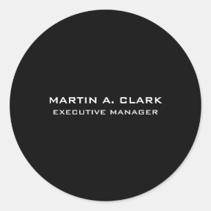 Modern Minimalist Plain Elegant Black & White Classic Round Sticker