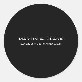 Modern Minimalist Plain Elegant Black & White Classic Round Sticker