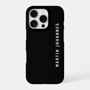 Modern Minimalist Plain Elegant Black & White iPhone 16 Pro Case