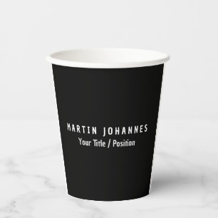 Modern Minimalist Plain Elegant Black & White Paper Cups