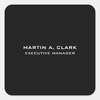 Modern Minimalist Plain Elegant Black & White Square Sticker