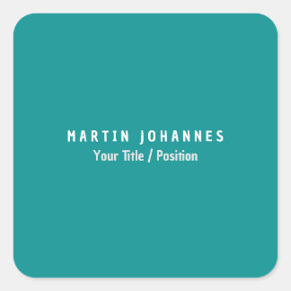 Modern Minimalist Plain Elegant Blue Green Square Sticker